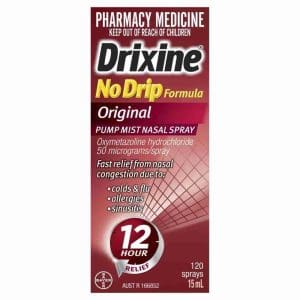 Drixine 12 Hour Relief No Drip Formula Original Pump Mist Nasal Spray 15ml