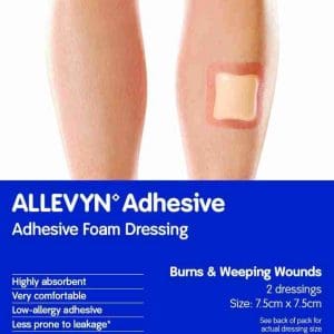 Allevyn Adhesive Foam Dressing 7.5cm X 7.5cm 2 Pack