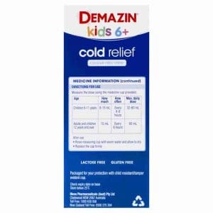 Demazin Kids 6+ Cold Relief Colour Free Syrup 200ml - Image 4