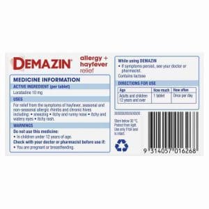 Demazin Allergy + Hayfever Relief Non - Drowsy 60 Tablets - Image 4