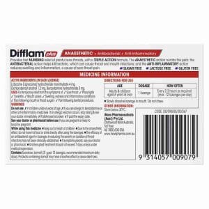 Difflam Plus Anaesthetic Blackcurrant Sugar Free 16 Lozenges - Image 3