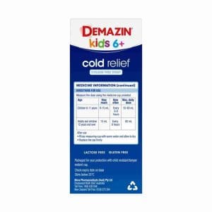 Demazin Kids 6+ Cold Relief Colour Free Syrup 100ml - Image 5