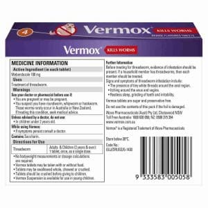 Vermox Worming Treatment Orange 4 Tablets - Image 5