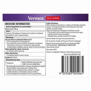 Vermox Worming Treatment Orange Tablets 6 Tablets - Image 3