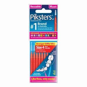 Piksters Interdental Brushes Red Size 4 10 Pack