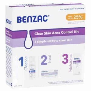 Benzac Clear Skin Acne Control Kit 3 Piece Set