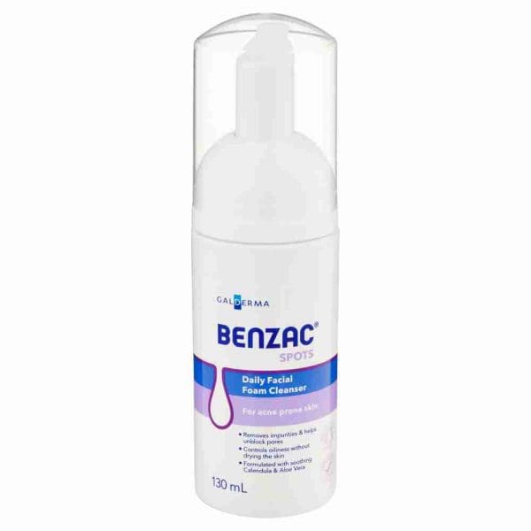 Benzac Daily Facial Foam Cleanser 130mL, For Acne-Prone Skin