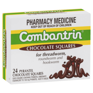 Combantrin Chocolate Squares For Threadworm 24 Pack Roundworm Hookworm Deworming
