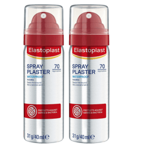 2* Elastoplast First Aid Spray Plaster Waterproof Seals The Wound 40ml