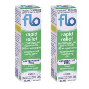 2*Flo Rapid Relief Decongestant Nasal Spray - Clear Blocked Or Runny Nose 15ml