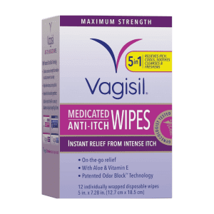 Vagisil Medicated Intimate 12 Wrapped Wipes - Relief, Soothes Itch And Irritation