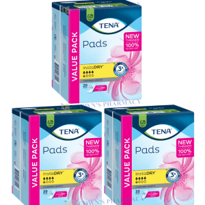 3* Tena Pad Instadry Standard Length 20 Pack = 60 Pads