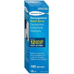 Chemists' Own Decongestant Nasal Spray Fast Acting 12Hrs Relief 180 Sprays 18ml