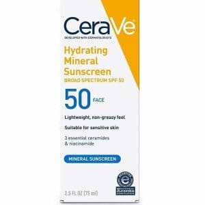 2* Cerave Hydrating Mineral Sunscreen Face Lotion SPF 50 75ml