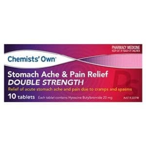 Chemists' Own Stomach Ache Pain Relief 20mg Double Strength 10 Tablets Generic Of Buscopan Forte