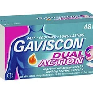 Gaviscon Dual Action Chewable Tablets Peppermint Heartburn Indigestion Relief 48 Pack - Image 1