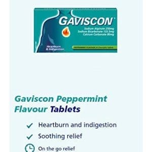 Gaviscon Chewable Tablets Peppermint Heartburn Indigestion Relief 48 Pack - Image 4