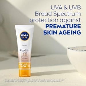 Nivea Sun Uv Face Bb Cream SPF 50 50ml Tinted Face Sunscreen Daily Face SPF Fast Absorbing Lightweight Formula Broad Spectrum Uva Uvb Protection - Image 4