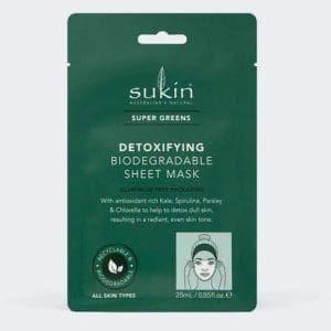 3* Sukin Super Greens Detoxifying Biodegradable Sheet Mask 25ml