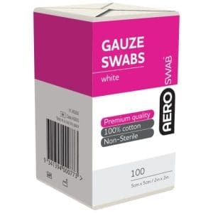 Aeroswab Non - Sterile Gauze Swab 5cm X 5cm Bag Of 100