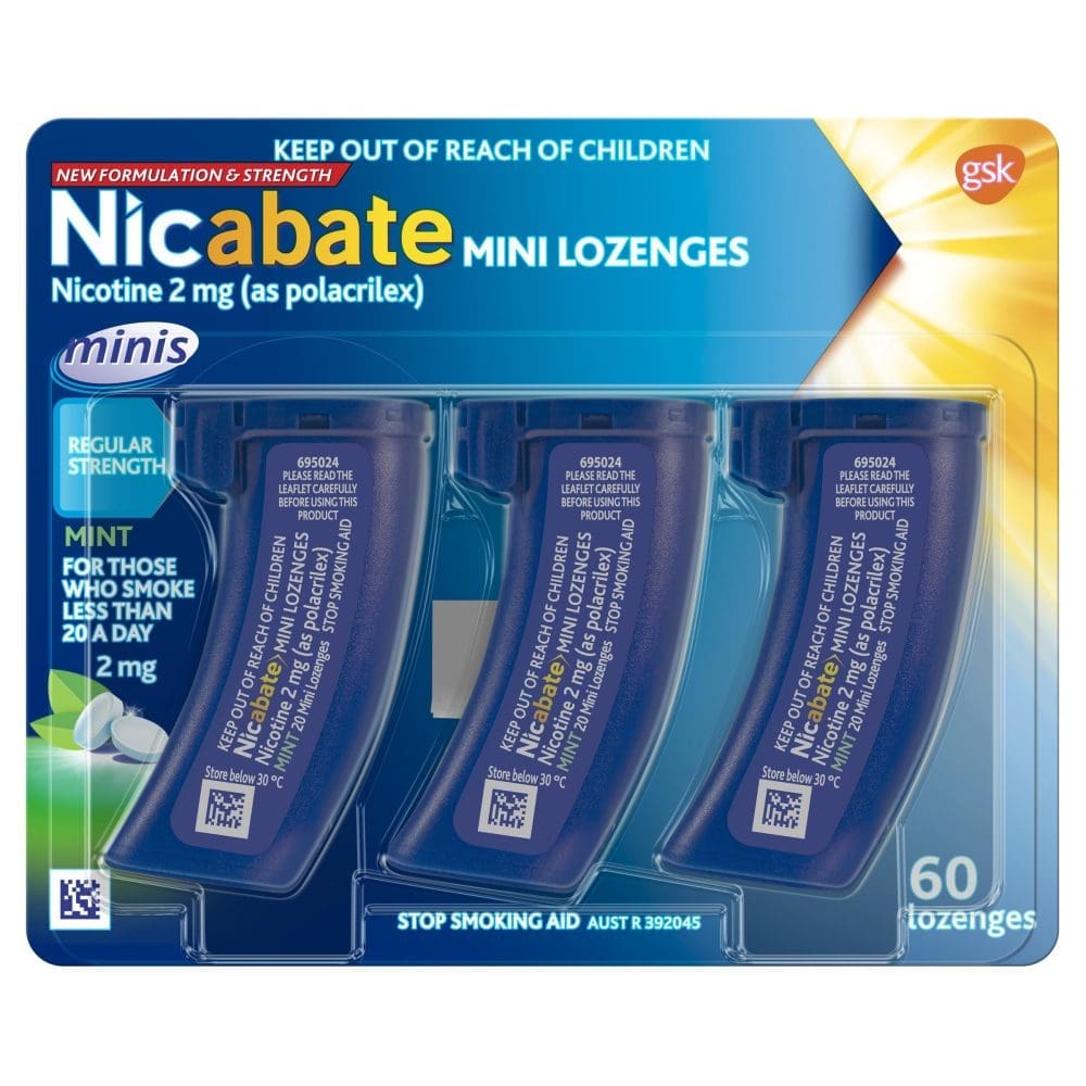 Nicabate Minis Lozenge Mint 2mg Assists With Smoking Cravings 60 Pack