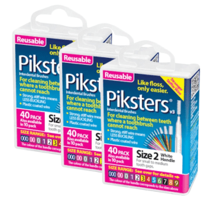3* Piksters Interdental Brush 40 Pack Size 2 White