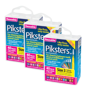 3* Piksters Interdental Brush 40 Pack Size 3 Yellow
