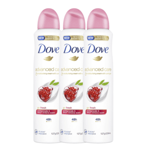 3* Dove Advanced Care Antiperspirant Aerosol Deodorant Go Fresh Pomegranate And Lemon Verbena 220ml