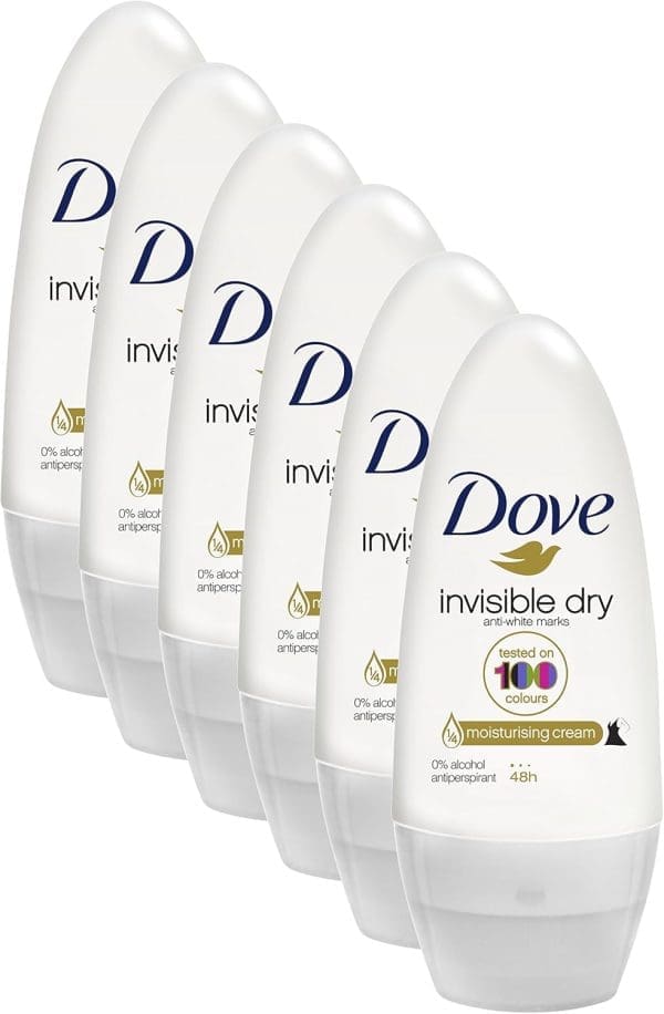 Dove Women Antiperspirant Roll On Deodorant Invisible Dry, 6 x 50ml