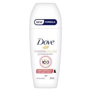 Dove Dove Invisible Crystal Anti-perspirant Deodorant roll-on for 48 hours of protection Invisible Crystal With 1 4 moisturising cream  Tested on 100 colours 50 ml