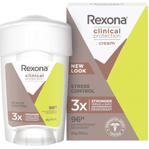 Rexona Women Clinical Antiperspirant Cream Stick Deodorant Stress Control, 45ml, 96 Hour Protection