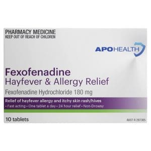 APOHEALTH Fexofenadine 180 Hayfever & Allergy Relief Tablet Blister Pack