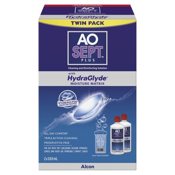 AOSEPT PLUS with HydraGlyde TWIN Pack 360ml x 2