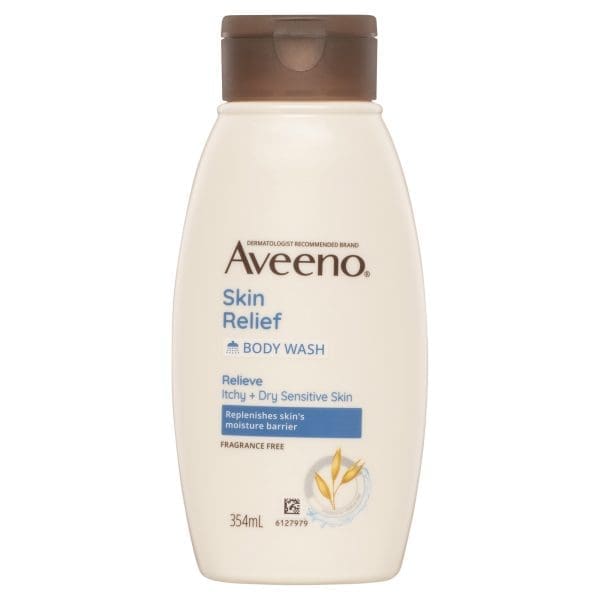 Aveeno Skin Relief Moisturising Fragrance Free Body Wash Soothe & Relieve Itchy Dry Sensitive Skin PH-Balanced 354mL