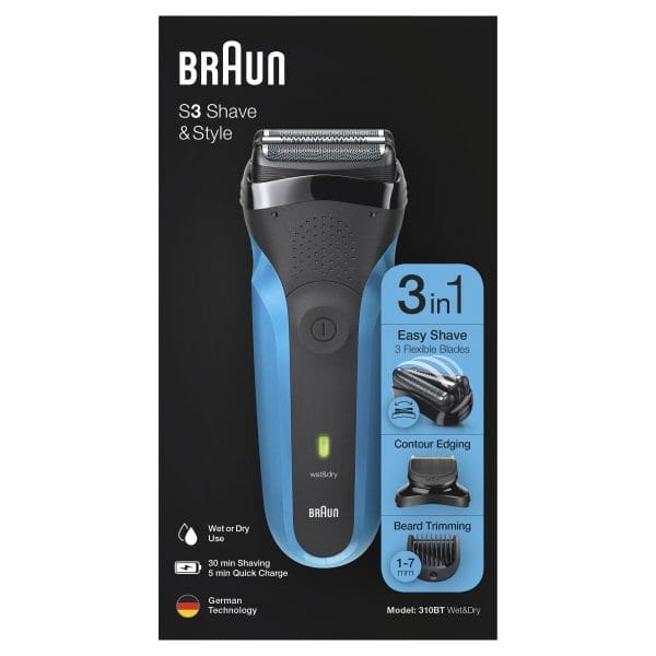 Braun S3 Shave&Style 310BT Electric Shaver, Wet&Dry Razor for Men + Beard Trimmer 5 Combs Braun S3 Shave&Style 310BT Electric Shaver, Wet&Dry Razor for Men + Beard Trimmer 5 Combs