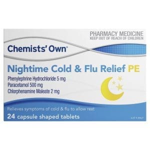 Chemists' Own Nightime Cold & Flu Relief PE Tabs 24