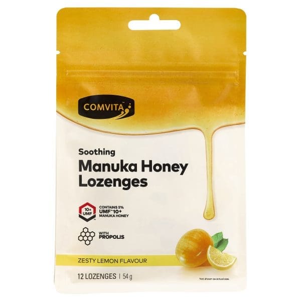 Comvita Manuka Honey Lozenges (with Propolis) - Lemon 12 loz