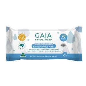 GAIA Natural Baby 99.5% Pure Water Bio Wipes 70pk