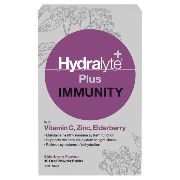 Hydralyte Plus Immunity with Vitamin C, Zinc, Elderberry 10 Pack