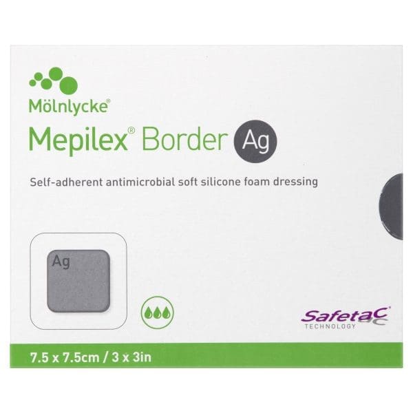 Mepilex Border Ag, 7.5x7.5cm (Box of 5 Dressings)