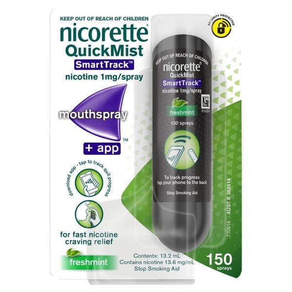 Nicorette Quit Smoking QuickMist SmartTrack Nicotine Mouth Spray Freshmint 150 Pack Nicorette Quit Smoking QuickMist SmartTrack Nicotine Mouth Spray Freshmint 150 Pack
