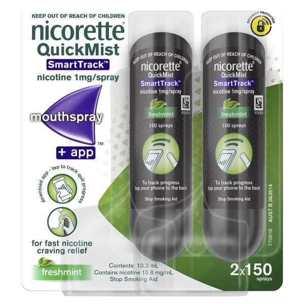 Nicorette Quit Smoking QuickMist SmartTrack Nicotine Mouthspray Duo Pack