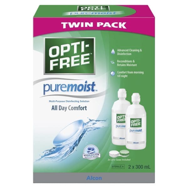 OPTI-FREE PureMoist Contact Lens Solution TWIN pack 300ml x 2 OPTI-FREE PureMoist Contact Lens Solution TWIN pack 300ml x 2