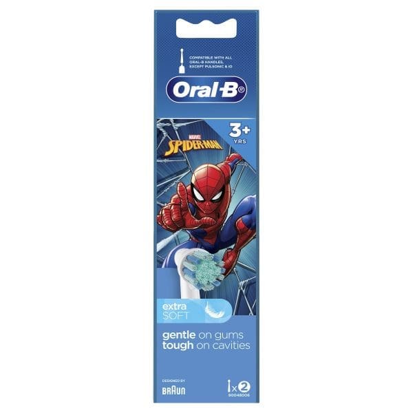 Oral-B Kids Spiderman 3+ Years Brush Head 2 Count Oral-B Kids Spiderman 3+ Years Brush Head 2 Count